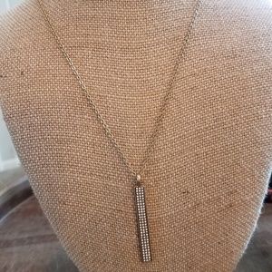 Pave Bar Long Pendant Necklace